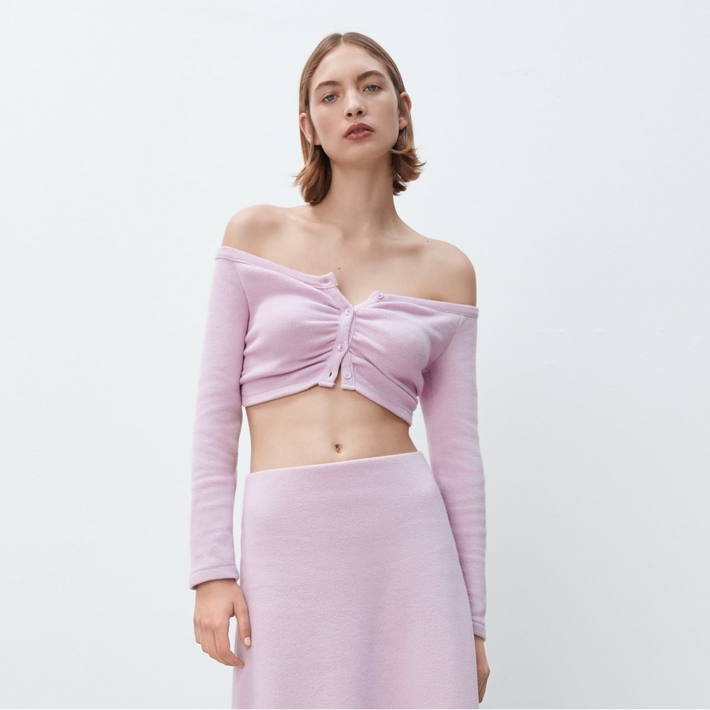 Zara Soft Cropped Ruched Cardigan - Picture 7 of 10